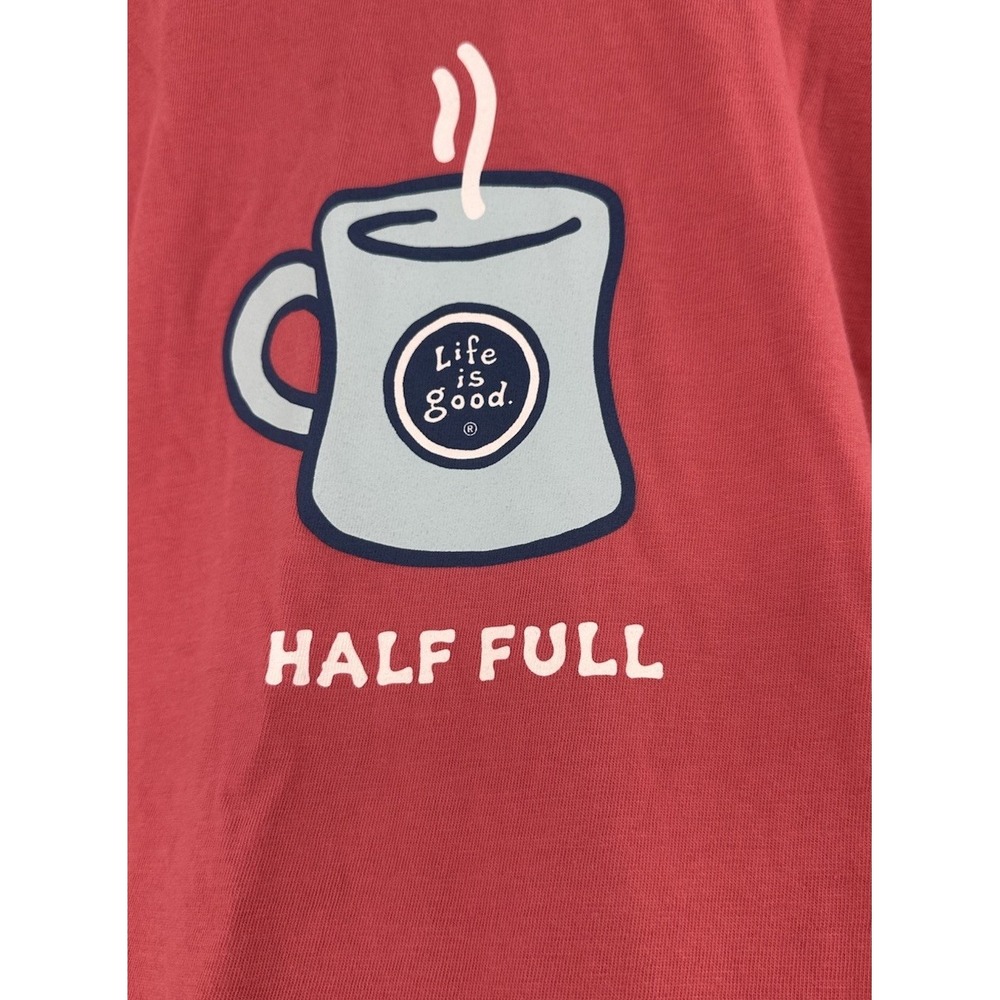 Life Is Good Shirt Women's XXXL Pink Crusher Long Sleeve Half Full Coffee Mug - Picture 2 of 10